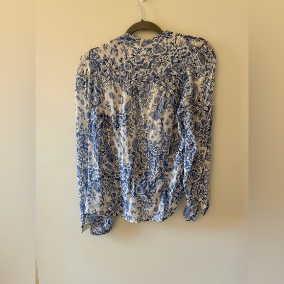 Sezane Blue Floral Women's Wrap Top - Picture 2 of 5